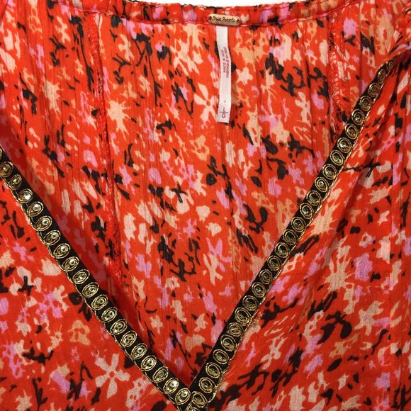 NWOT Free People Red Floral Gardenia Tunic sz. L - Picture 6 of 6